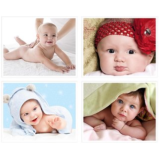                       Cute Baby's Boy Poster for Pregnant Women 38(300 GSM Paper, 12x18 Inches each, Multicolour) -Combo Set of 4                                              