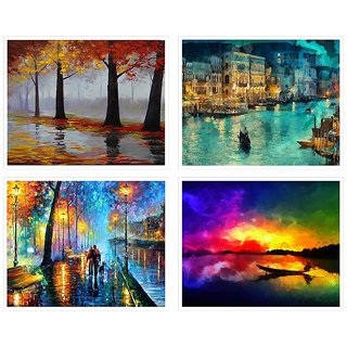                       Painting Art Posters Wall Decoration(12 in x 18 in Size)50 Multicolour, Set of 4                                              