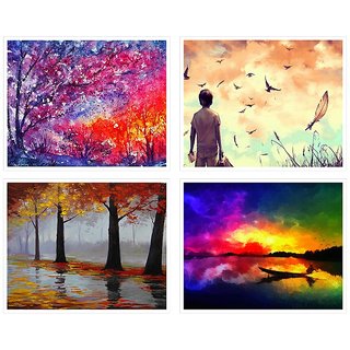                       Painting Art Posters Wall Decoration(12 in x 18 in Size)53 Multicolour, Set of 4                                              