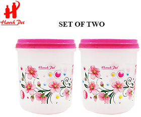 HARSH PET Kitchen Storage 3Litres(3000mL) Pink Floral Printed Royal PP Container Set of 2