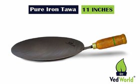 Vedworld Pure Iron Roti Tawa Lokhand with Wooden Handle  Handmade  Roti Tawa, Chapati Tawa (11 INCHES)