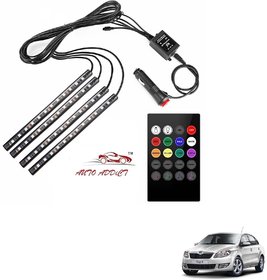 Auto Addict Car Atmosphere Lights interior 48 LED Music Control Remote  For Skoda Rapid