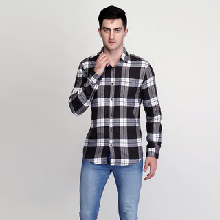 Eagle Reign Yarn Dyed Check Cotton Full Collar Slim Fit Shirt For Men