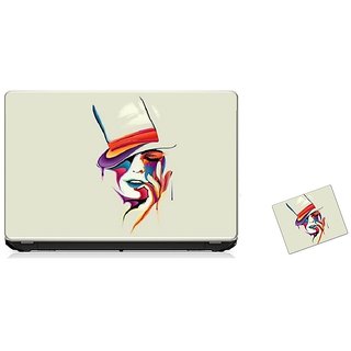                       Pujya Designs  Face Art Laptop Skin 15.6 Vinyl With Mouse Pad Combo                                              