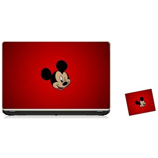                       Pujya Designs  Mickey Laptop Skin 15.6 Vinyl With Mouse Pad Combo                                              