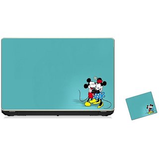                       Pujya Designs  Mickey couple Laptop Skin 15.6 Vinyl With Mouse Pad Combo                                              