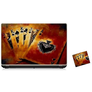                       Pujya Designs  Playing Card Laptop Skin 15.6 Vinyl With Mouse Pad Combo                                              