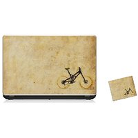 Pujya Designs  Cycle art Laptop Skin 15.6 Vinyl With Mouse Pad Combo