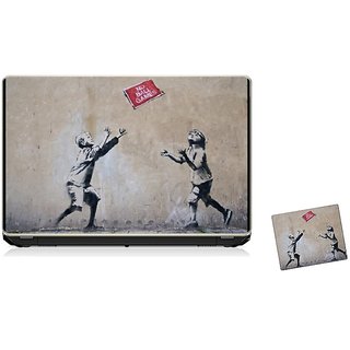                       Pujya Designs  Kids Playing1 Laptop Skin 15.6 Vinyl With Mouse Pad Combo                                              