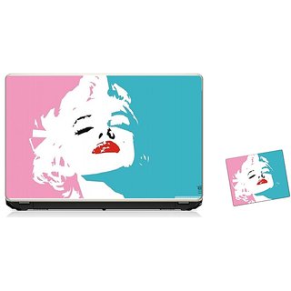                       Pujya Designs  Face art2 Laptop Skin 15.6 Vinyl With Mouse Pad Combo                                              