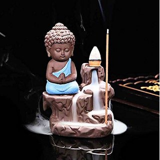                       Buddha Random Color Smoke Backflow Fountain Cone Decorative Showpiece with Free 10 Scented Cone 2 Pc. Set                                              