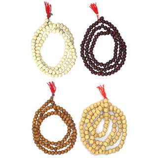                       Spherulemuster Combo of Chandan Jap Malas in Red/White/Brown/Monga Brown -Set of 4                                              