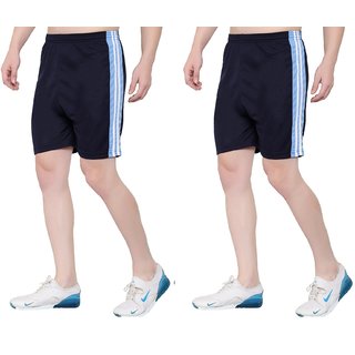 OORA Men's Light Weight Honeycomb Polyester Sports Shorts (Pack of 2, Navy, Navy, Free Size- 28 to 34 Inch)