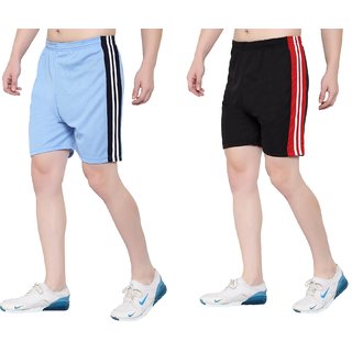OORA Unisex Free Size Sports Short (Pack of 2, Black, Sky, Free Size- 28 to 34 Inch)