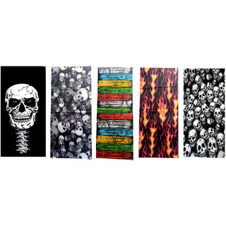 Voici France Unisex Full face and Head Wrap Smuff Bandana Headwrap Multi-Color Pack of 5