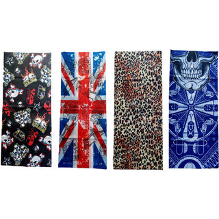 Voici France Unisex Full face and Head Wrap Smuff Bandana Headwrap Multi-Color Pack of 4