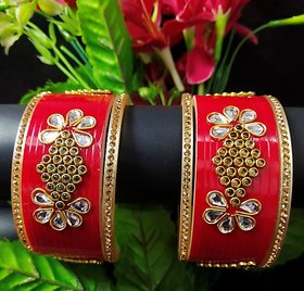 Ethnic Indian Bollywood Style Traditional Red Bridal Chura 2.4 inch Set