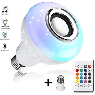                       Bluetooth Speaker Music Light White + RGB Light Ball Bulb Colorful Lamp, Remote Control for Home, Bedroom, Living Room,                                              