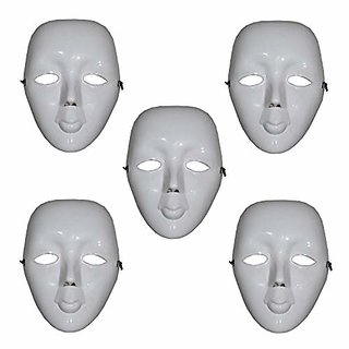 Kaku Fancy Dresses Mime Face Mask for Kids Halloween Party/ Mime Face for Plays, Stage Shows - Pack of 5