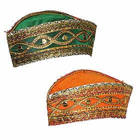 Kaku Fancy Dresses Qawwali Cap For Kids Indian State Folk Dance Costume - Pack of 2