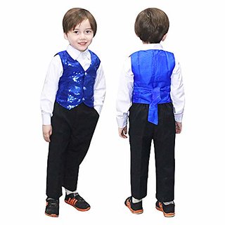 Kaku Fancy Dresses Blue Waistcoat for Kids/ Blue Jacket for Kids