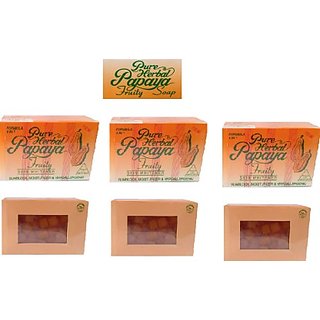                       Pure Herbal Papaya Soap For Anti pimple(pack Of 3)  (3 x 135 g)                                              