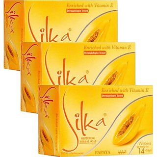                       Silka papaya skin whitening soap Original  (3 x 135 g)                                              