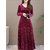 Westchic Women Maroon Printed A Line Velvet Maxi Dress