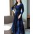 Westchic Women's Navy Blue Printed Velvet Dress