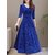 Westchic Women's Royal Blue Printed Velvet Dress