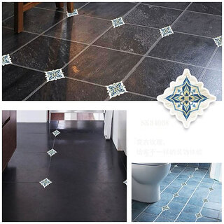                       Jaamso Royals 15pcs blue Ceramic Tile Stickers Waterproof Floor , Kitchen Wall Sticker (30 x 45 CM)                                              