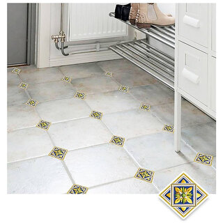                       Jaamso Royals 21pcs Yellow Ceramic Tile Stickers Waterproof Floor , Kitchen Wall Sticker (30 x 60 CM)                                              