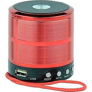 Stylopunk WS-887 Portable Bluetooth Stereo Speaker with Alarm Clock,Aux, FM, SD Card, In-built Mic  USB Red