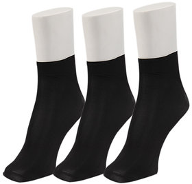 Nxt 2 Skin - Ladies Opaque Socks Black Ankle Length Stocking (Pack of 3)