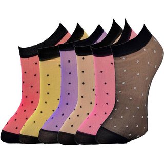 Angel homes Multicolor Pack of 6 Dotted Skin Soft Socks