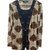 Women's Full Sleeves Printed Coty Styled Top with Stone Work Brown and Cream