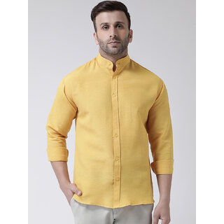                       Riag Men's Yellow Regular Fit 100% Cotton Casual Shirts                                              