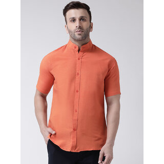                       Riag Men's Orange Regular Fit 100% Cotton Casual Shirts                                              