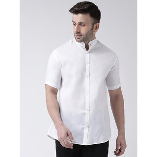                       Riag Men's White Regular Fit 100% Cotton Casual Shirts                                              