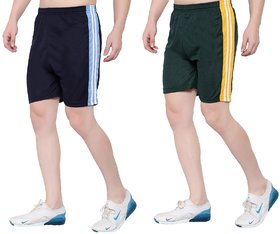 Zonecart Men's Sports Short for Gym (Pack of 2, Green, Navy)