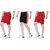Zonecart Men & Women Non-Cotton Sports Gym Shorts (Pack of 3, Black, Red, Red)