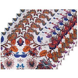                       Winner Multicolor Print Table Placemats - 6 Piece Dining Mats/Table Mats                                              