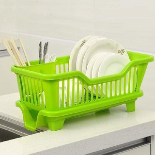 MARKWELL 3 in 1 Large Kitchen Sink Washing Dish Basket with Tray