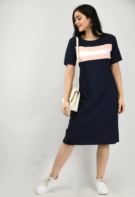 Buy Alisha Fashion Crepe Navy Shift Dress Online - Get 72% Off
