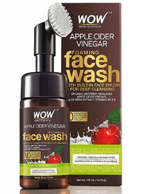 WOW Skin Science Apple Cider Vinegar Foaming Face Wash - No Parabens, Sulphate  Silicones (With Built-In Brush)