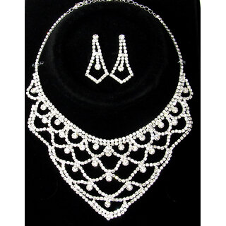                       Nice Silver Party wear Necklace Set                                              