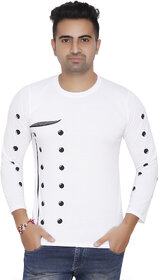 ZETE052 White Dots Print Full Sleeve T Shirt For Men