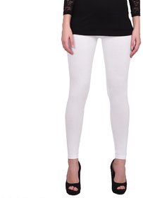 Premium cotton lycra stretchable Ankle Leggings ( Pack of 1 ) White , Free Size