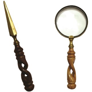 Gola International Antique Handheld Detachable Magnifying Glass Lens with Stick Combo