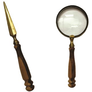 Gola International Antique Handheld Detachable Magnifying Glass Lens with Stick Combo